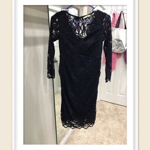 Navy lace Maternity cocktail dress